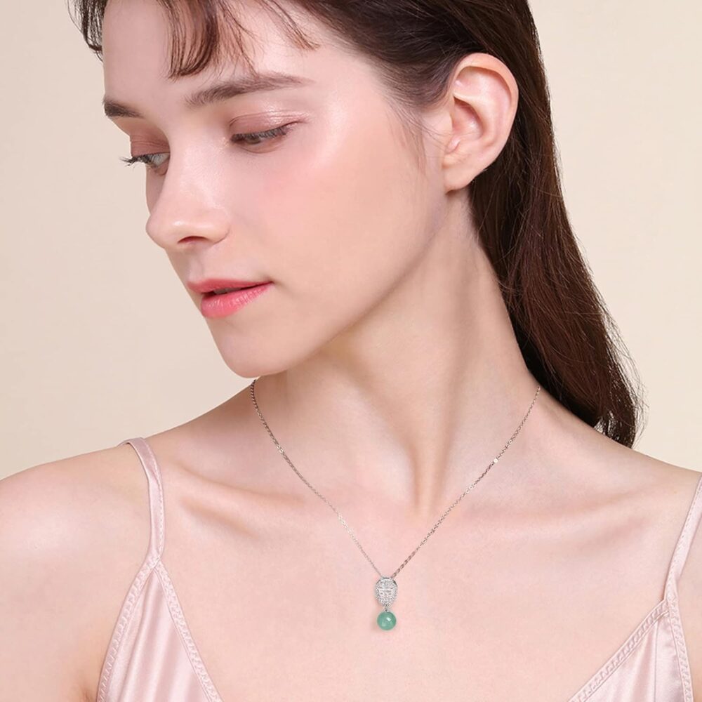 Heart Jade Necklace 925 Sterling Silver, Bigger Pendants Necklace Green Jade Necklace Pendant Necklace,Handmade Birthday Gift for Women (Hollow Jade) - Image 3