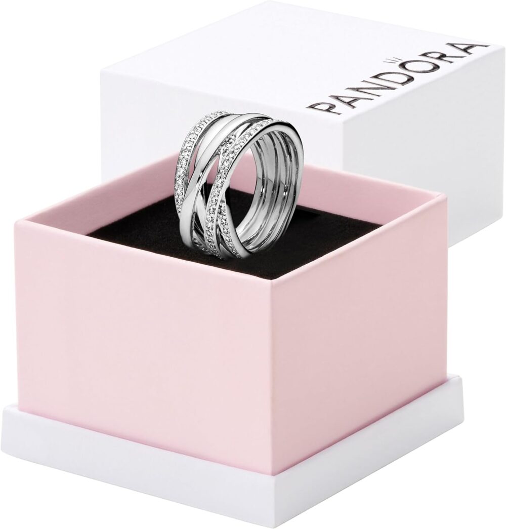 Pandora Sparkling & Polished Lines Entwined Ring - Ring for Women - Gift for Her, With Gift Box