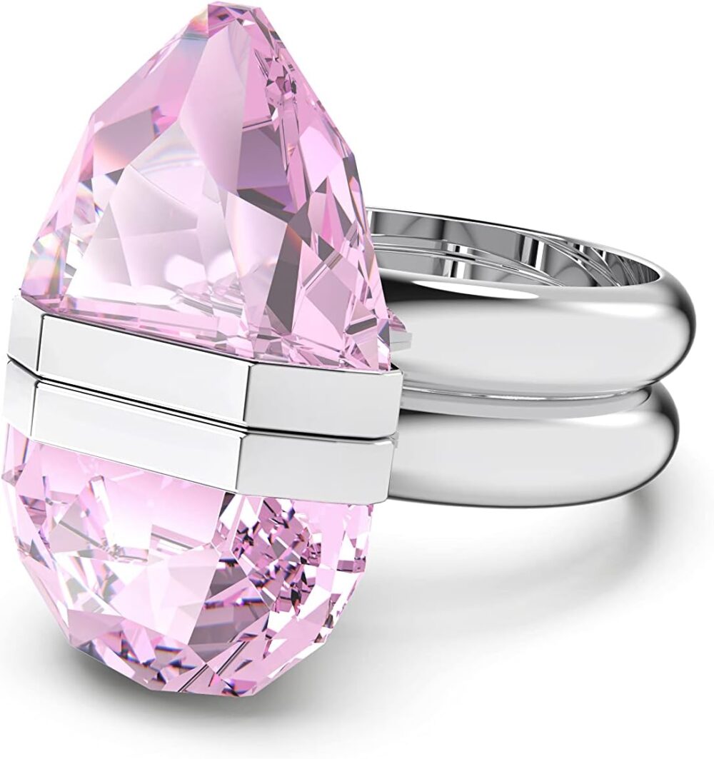 SWAROVSKI Lucent Crystal Ring Jewelry Collection, Rhodium Tone Finish, Pink Crystals