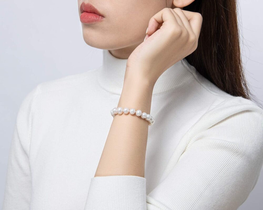 DENGGUANG Freshwater Cultured Pearl Bracelet White Pearl All Shape Clasp Strand Bracelets for Women Jewelry Gift Size: 6-7mm/7-8mm/8-9mm/9-10mm/10-11mm - Image 6