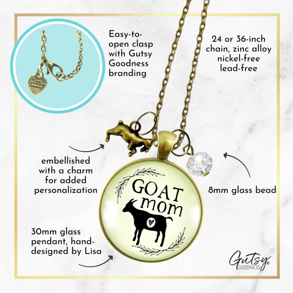 Goat Mom Necklace Farm Life Country Westrn Jewelry For Women 24" Chain - Handmade Animal Goat Mama Theme Pendant, Bronze Kid Goat Charm, Thoughtfully Packaged Ready to Gift with Message Card & Box - Image 5