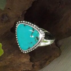 Women's 925 Sterling Silver Gemstone Ring Triangular Trillion Shape Statement Ring Boho Bohemian Gypsy 14mm Band Jewelry Gift for Wedding Anniversary Valentine's Day - Image 2
