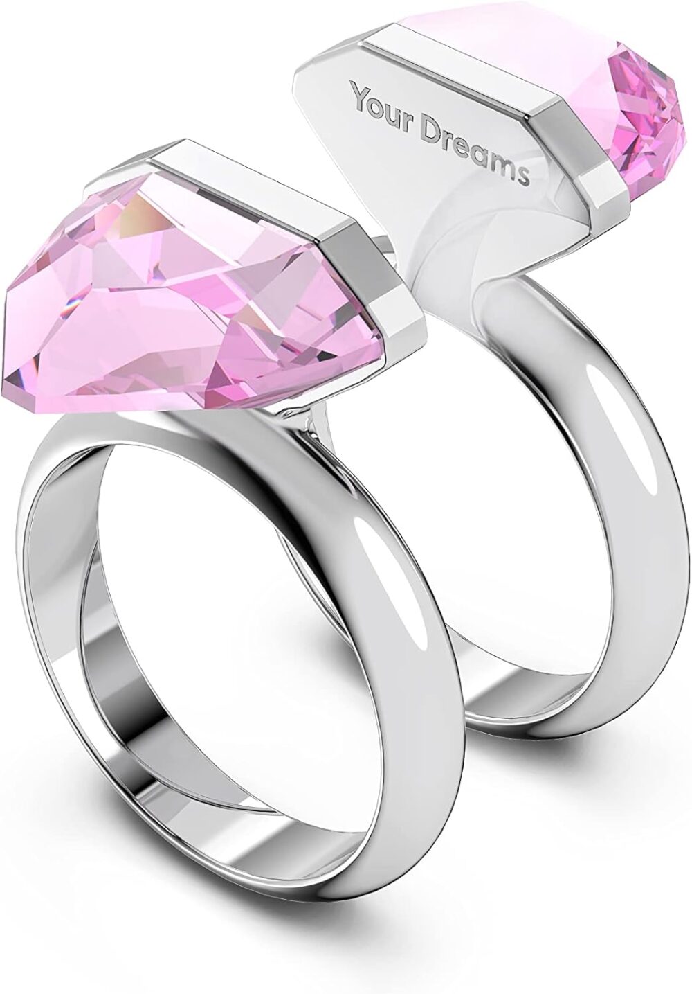 SWAROVSKI Lucent Crystal Ring Jewelry Collection, Rhodium Tone Finish, Pink Crystals - Image 4