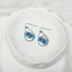 Jayden Small Earrings for Women Girls,Forget-Me-Not and Queen Anne'S Lace Pressed Flower Earrings, Unique Cute Earrings,Bohemian Earrings,Great Birthday or Christmas Gift, Silver, Short Hook - Image 2