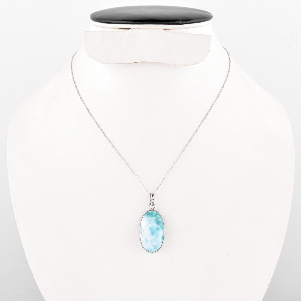 Natural Sky Blue Larimar Stone Bezel Pendant Dainty Necklace Handmade Necklace For Women Healing Chakra Energy Crystals, Birthstone Jewelry, 925 Sterling Silver 18 inch, Christmas Gift for Her - Image 5