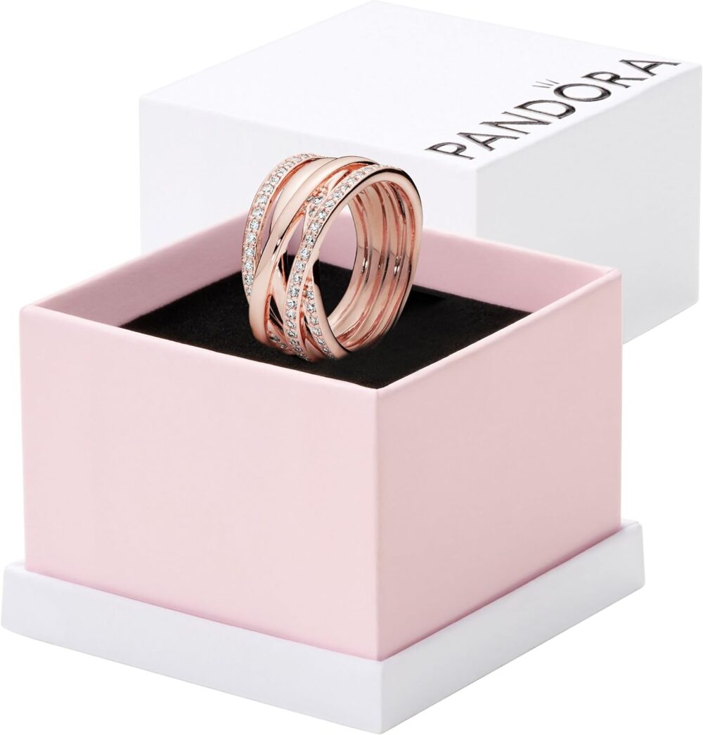 Pandora Sparkling & Polished Lines Entwined Ring - Ring for Women - Gift for Her, With Gift Box