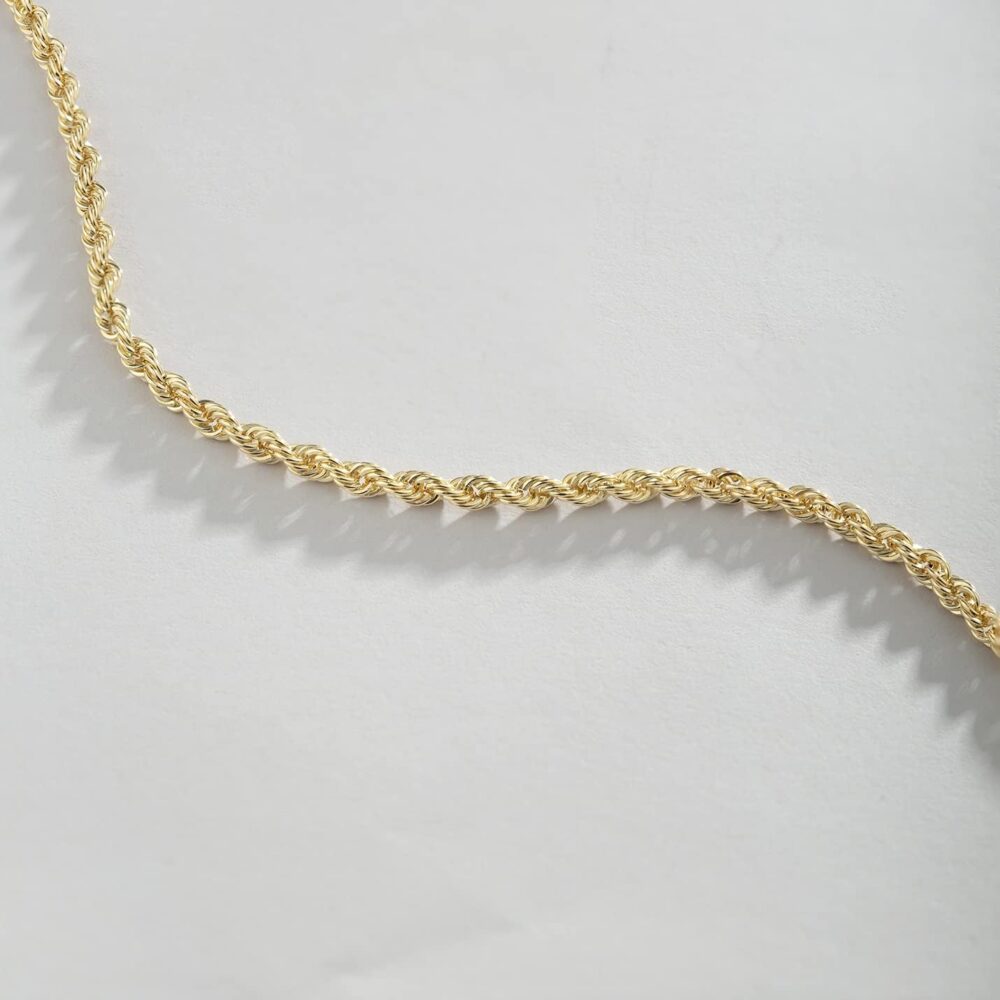 GELIN 14k Solid Gold Rope Chain Bracelet for Women - Image 4