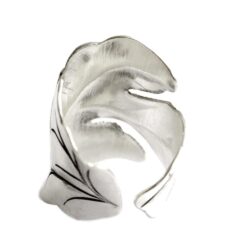 Sterling Silver Handmade Large Nature Boho Leaf Statement Wide Ring Adjustable Wrap to Sizes 6 to 11 also as Thumb Ring - Image 7