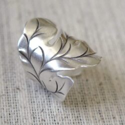 Sterling Silver Handmade Large Nature Boho Leaf Statement Wide Ring Adjustable Wrap to Sizes 6 to 11 also as Thumb Ring - Image 8