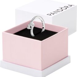 Pandora Two Sparkling Hearts Ring - The Ultimate Symbol of Love - Sterling Silver Ring for Women - Sterling Silver with Clear Cubic Zirconia - With Gift Box