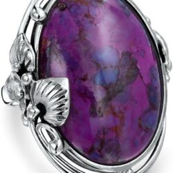 South Western Native American Style Leaf Large Oval Gemstone Boho Turquoise Moonstone Statement Ring Western Jewelry For Women .925 Sterling Silver - Image 4