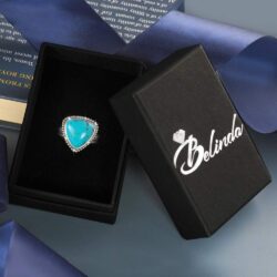 Women's 925 Sterling Silver Gemstone Ring Triangular Trillion Shape Statement Ring Boho Bohemian Gypsy 14mm Band Jewelry Gift for Wedding Anniversary Valentine's Day - Image 4
