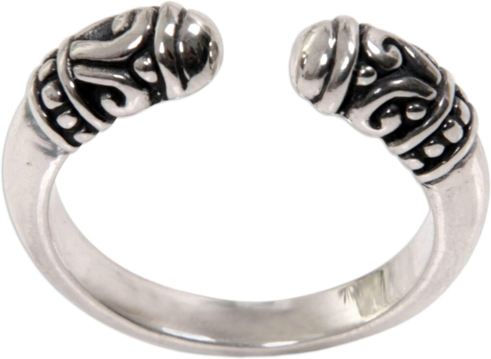 NOVICA Artisan Handmade .925 Sterling Silver Wrap Ring from Indonesia 'Twin Buds'