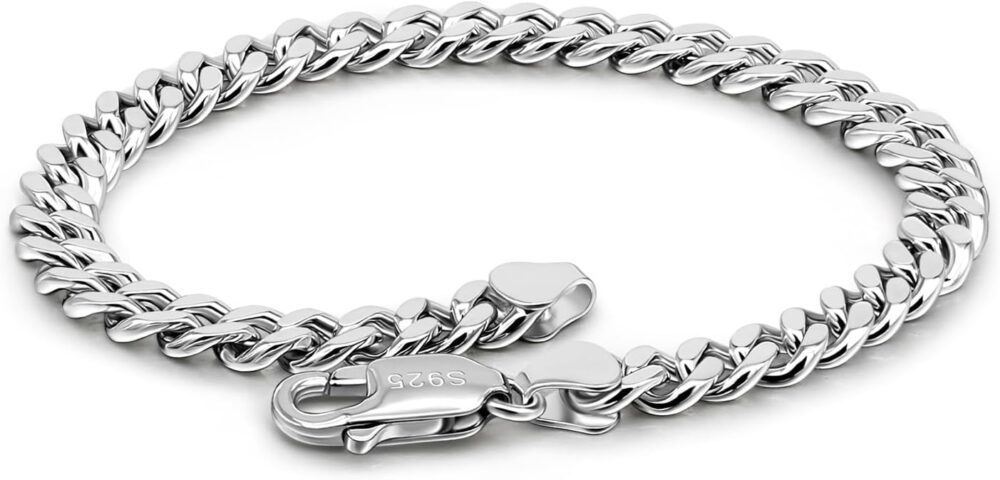 Italian Sterling Silver Cuban Link Chain Bracelet Men 3MM 4MM 5MM 6.3 "6.7" 7 "7.5" 8 "8.5" 9 "Solid 925 Silver Bangle For Woman Teen Boy Cuff Jewelry Gift