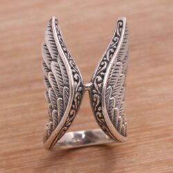 NOVICA Artisan Handmade .925 Sterling Silver Cocktail Ring Feathered Wings Indonesia 'Winged Glory' - Image 6