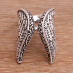 NOVICA Artisan Handmade .925 Sterling Silver Cocktail Ring Feathered Wings Indonesia 'Winged Glory' - Image 4