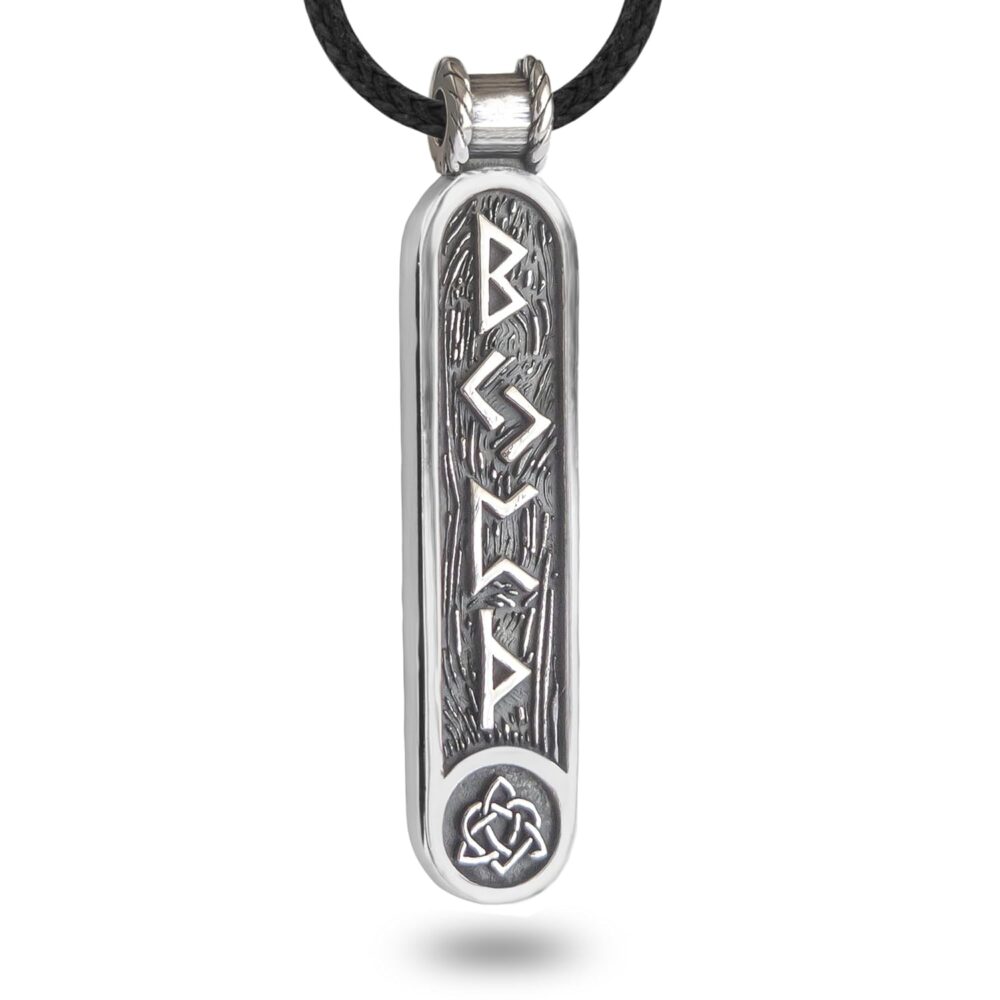 Viking Rune Formula Pendant Necklace for Men Women - 925 Sterling Silver - Norse Nordic Celtic Jewelry - Mens Womens Runic Protection Amulet - Matching Necklaces for Couples - Handmade (Female)