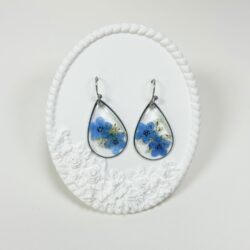 Jayden Small Earrings for Women Girls,Forget-Me-Not and Queen Anne'S Lace Pressed Flower Earrings, Unique Cute Earrings,Bohemian Earrings,Great Birthday or Christmas Gift, Silver, Short Hook - Image 3