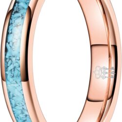 THREE KEYS JEWELRY Mens Womens Tungsten Ring 4mm 6mm 8mm Created-turquoise Granules Inlay Silver Black Rose Gold Wedding Band
