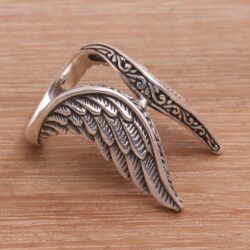NOVICA Artisan Handmade .925 Sterling Silver Cocktail Ring Feathered Wings Indonesia 'Winged Glory' - Image 5