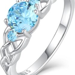 STARCHENIE Celtic Knot Ring for Women 925 Sterling Silver 3-Stone Promise Ring Size 5-10