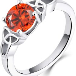 YL Celtic Knot Rings for Women 925 Sterling Silver Birthstones 18k White Gold Plated Statement Rings