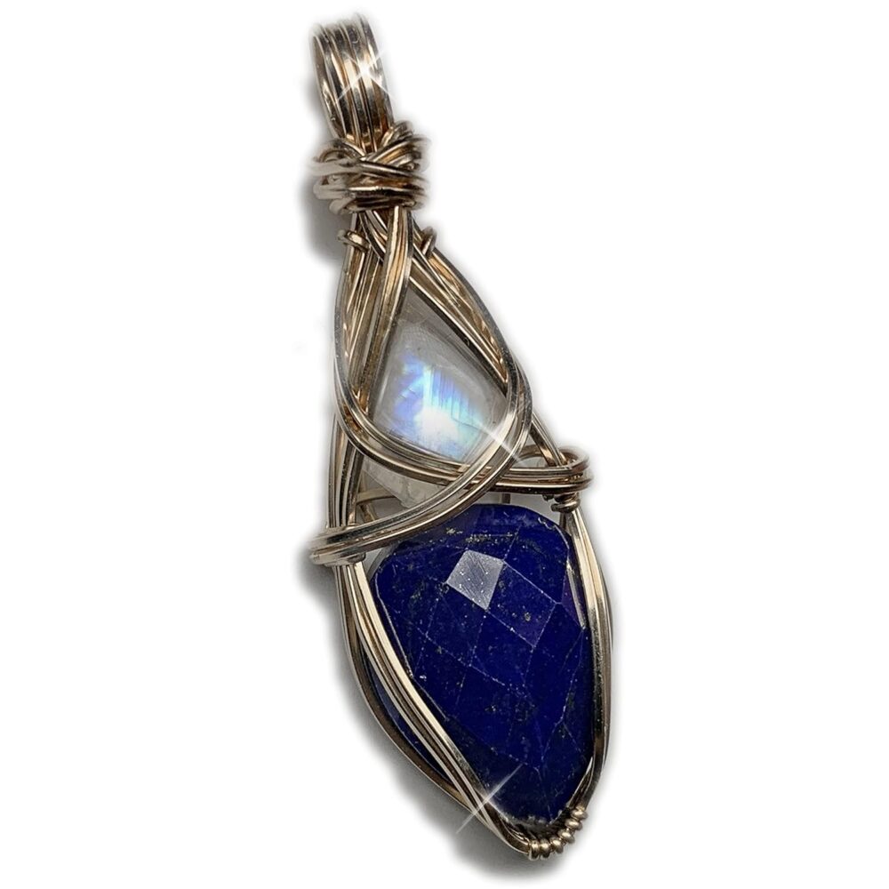 Lapis Lazuli and Moonstone Necklace Pendant | Blue Crystal Necklace | Rainbow Moonstone Jewelry | Charged Moonstone Crystal Necklace for Women | Gift For Her Lapis Egyptian Jewelry LMG2 - Image 8