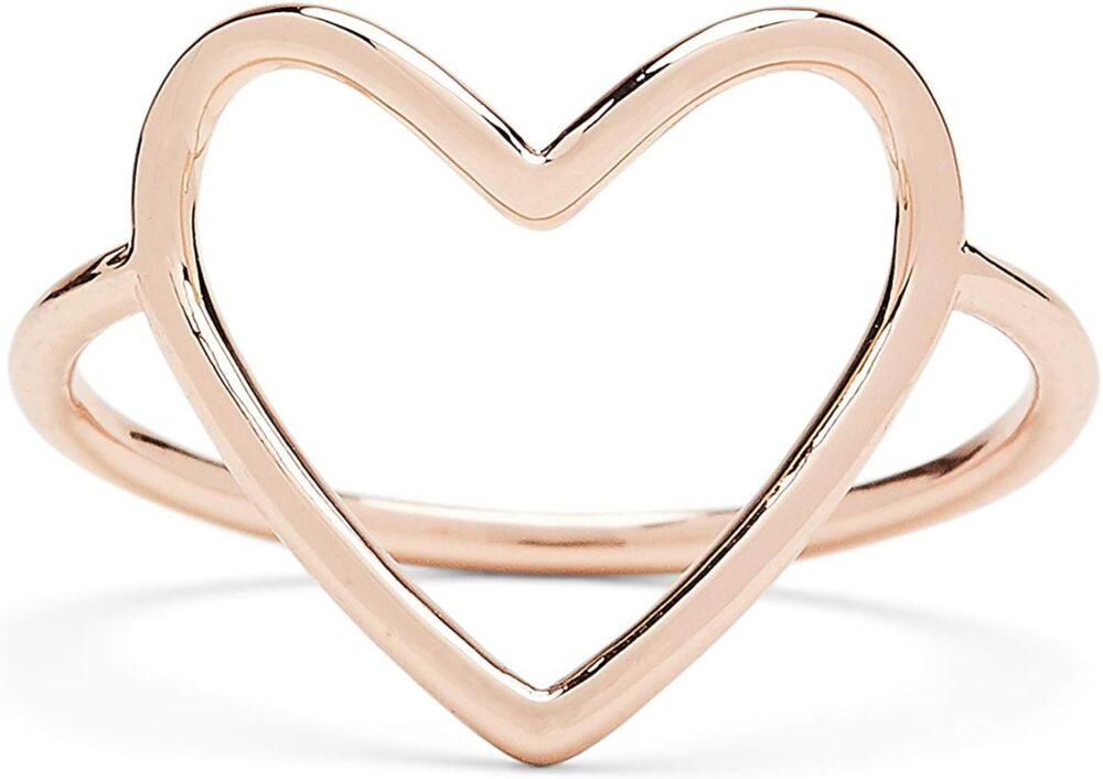 Pura Vida Rose Gold or Silver-Plated Statement Big Heart Stackable Ring - Brass Band, Stylish Design - Sizes 5-9