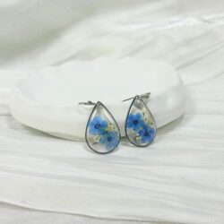 Jayden Small Earrings for Women Girls,Forget-Me-Not and Queen Anne'S Lace Pressed Flower Earrings, Unique Cute Earrings,Bohemian Earrings,Great Birthday or Christmas Gift, Silver, Short Hook - Image 4
