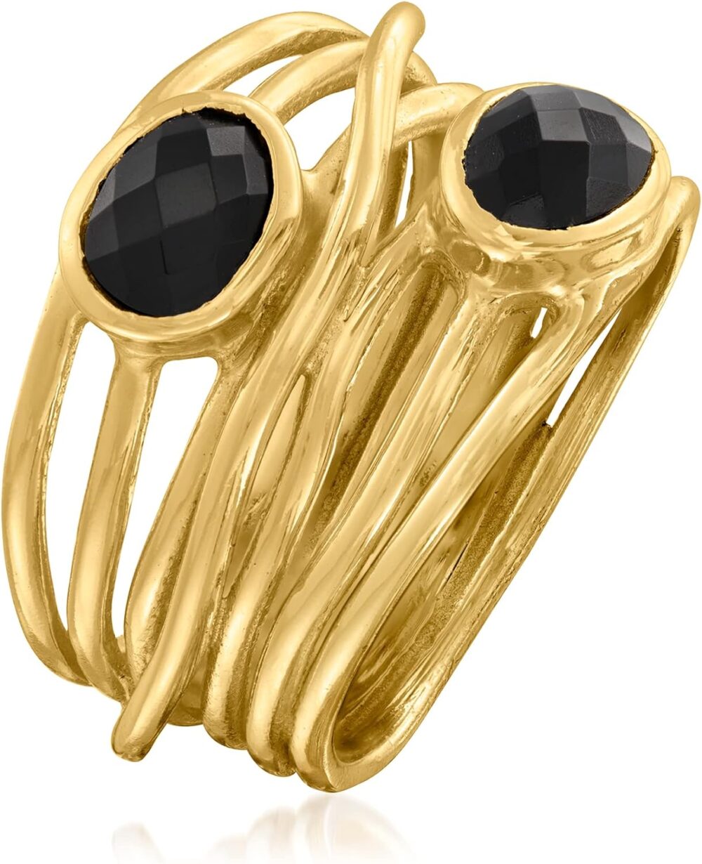 Ross-Simons Black Onyx Highway Ring in 18kt Gold Over Sterling - Image 3