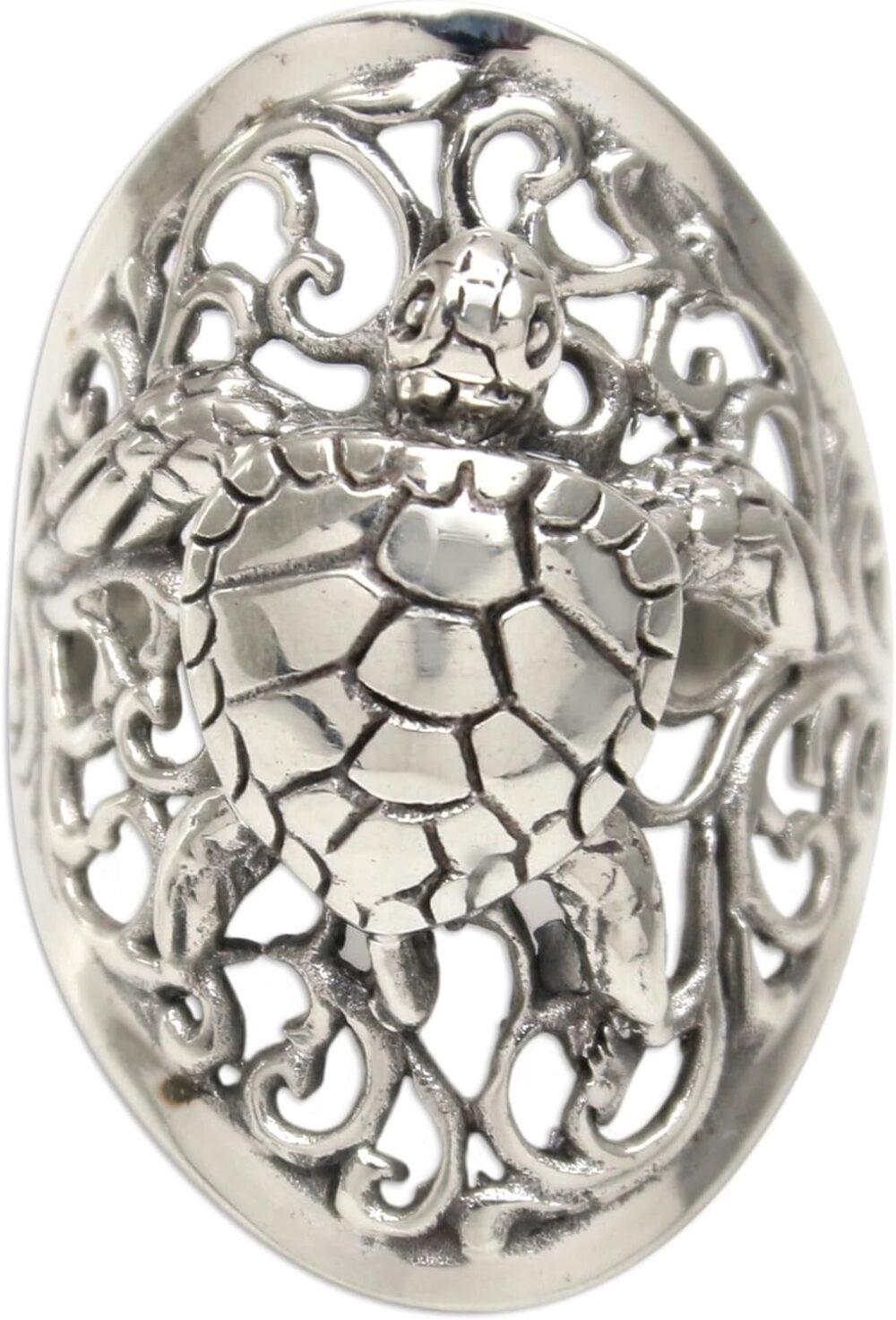 NOVICA Artisan Handmade .925 Sterling Silver Cocktail Ring Sea Turtle from Bali Indonesia Animal Themed 'Elegant Sea Turtle'