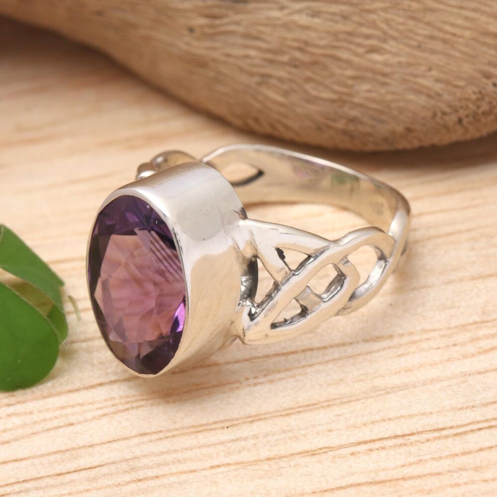 NOVICA Artisan Handmade Amethyst Cocktail Ring .925 Sterling Silver Indonesia Purple Single Stone Gemstone Birthstone 'Lavender Moon' - Image 2