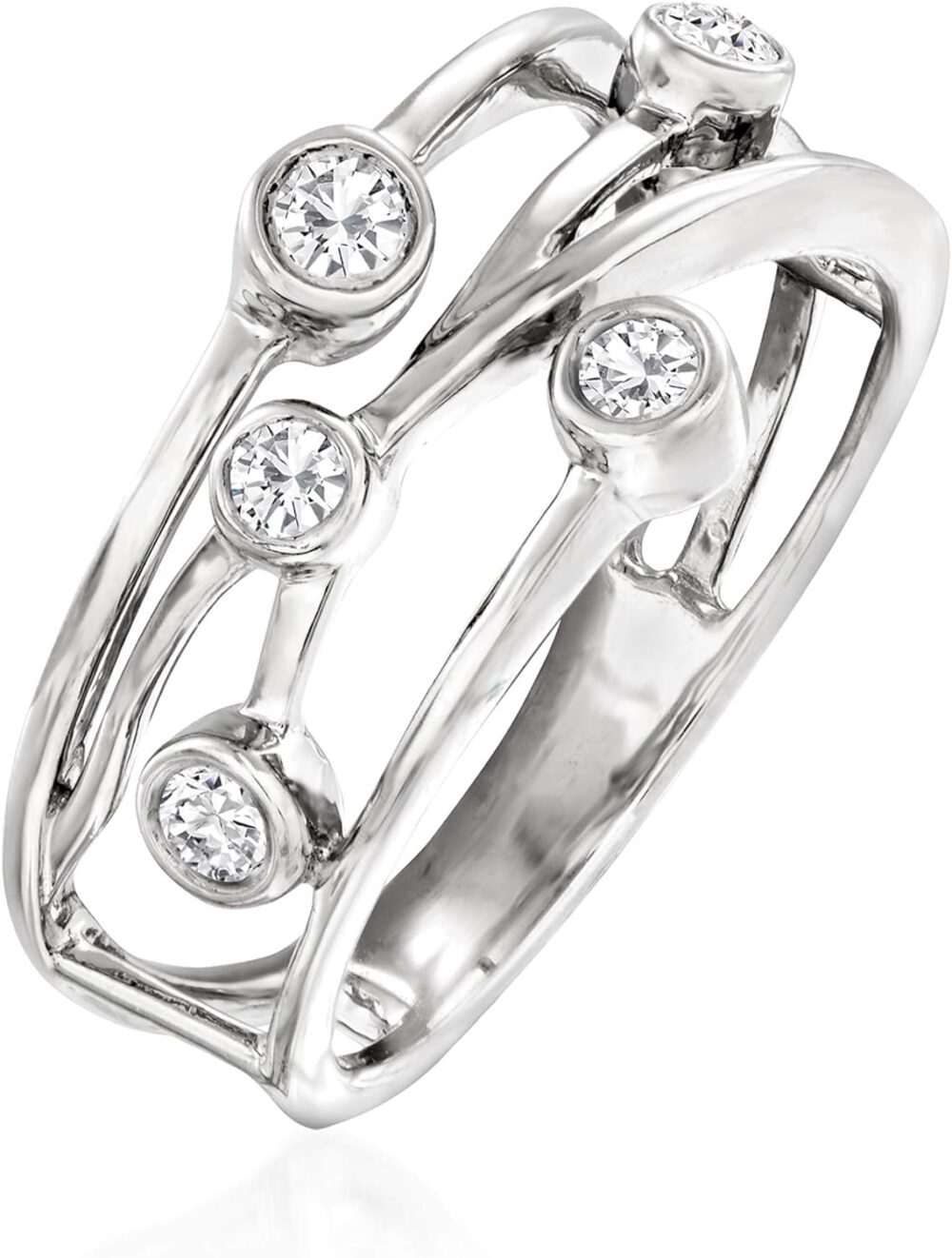 Ross-Simons 0.25 ct. t.w. Diamond Crisscross Ring in Sterling Silver - Image 3