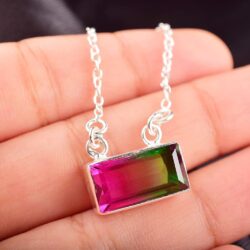 Designer Watermelon Tourmaline Quartz Pendant In Artisan Pendants, Jewelry, Designer Necklace, Handmade Pendant, Gift for Her - Image 6