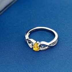 Gem Stone King 925 Sterling Silver Natural Citrine Engagement Ring For Women (0.40 Cttw, Oval 6X4MM, Gemstone Birthstone, Available In Size 5, 6, 7, 8, 9) - Image 4