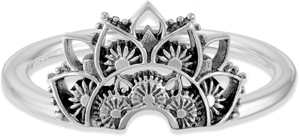 Boma Jewelry Sterling Silver Bali Style Boho Tribal Lotus Blossom Flower Ring