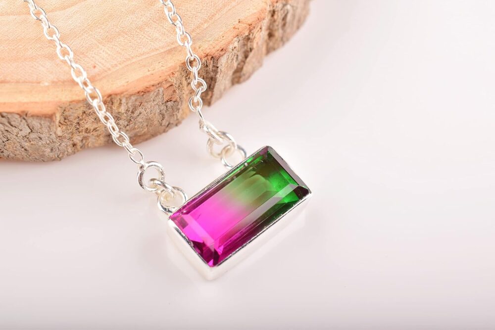 Designer Watermelon Tourmaline Quartz Pendant In Artisan Pendants, Jewelry, Designer Necklace, Handmade Pendant, Gift for Her - Image 7