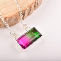 Designer Watermelon Tourmaline Quartz Pendant In Artisan Pendants, Jewelry, Designer Necklace, Handmade Pendant, Gift for Her - Image 7