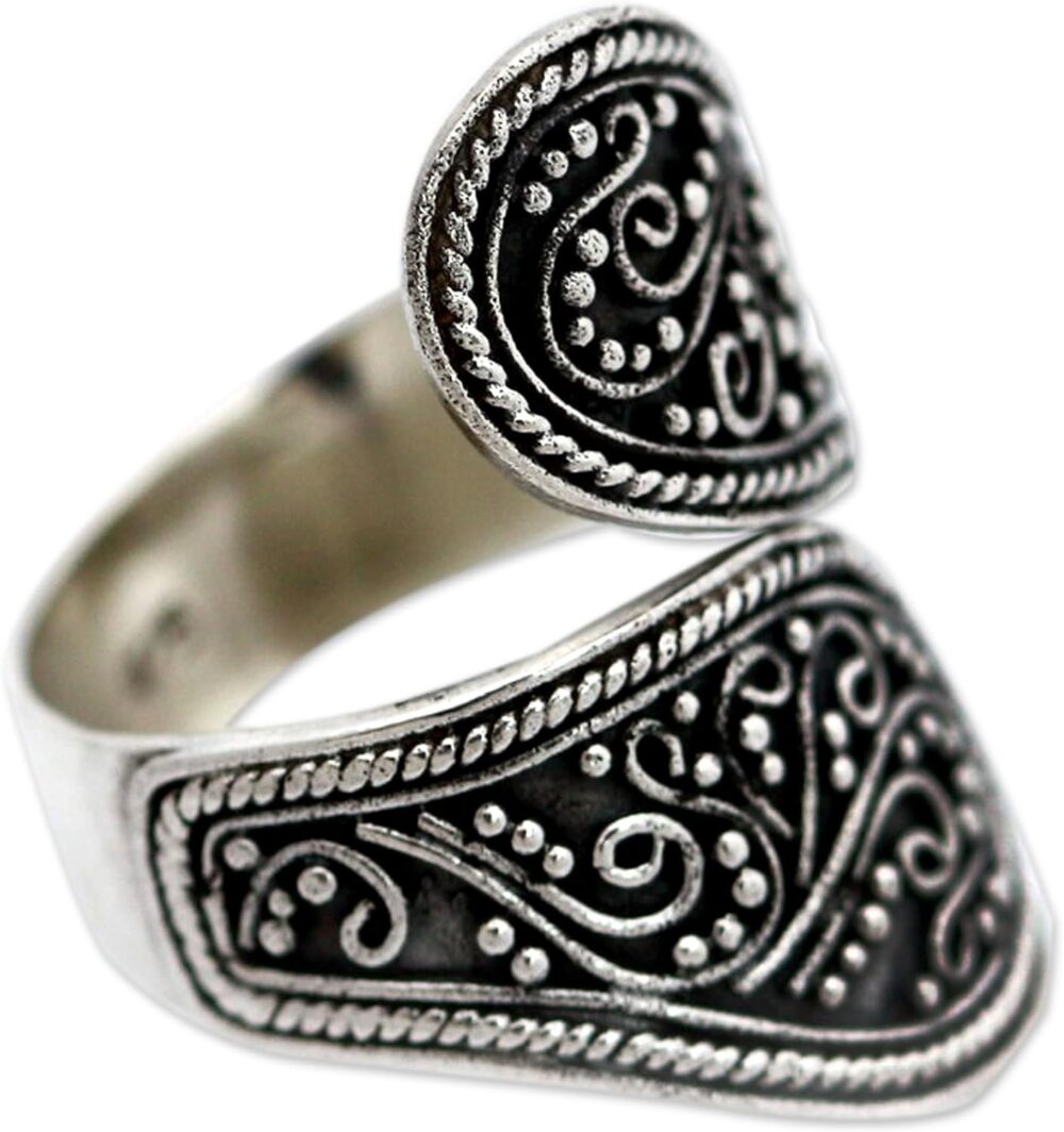 NOVICA Artisan Handmade .925 Sterling Silver Wrap Ring from Indonesia Bohemian Balinese Traditional 'Together' - Image 2