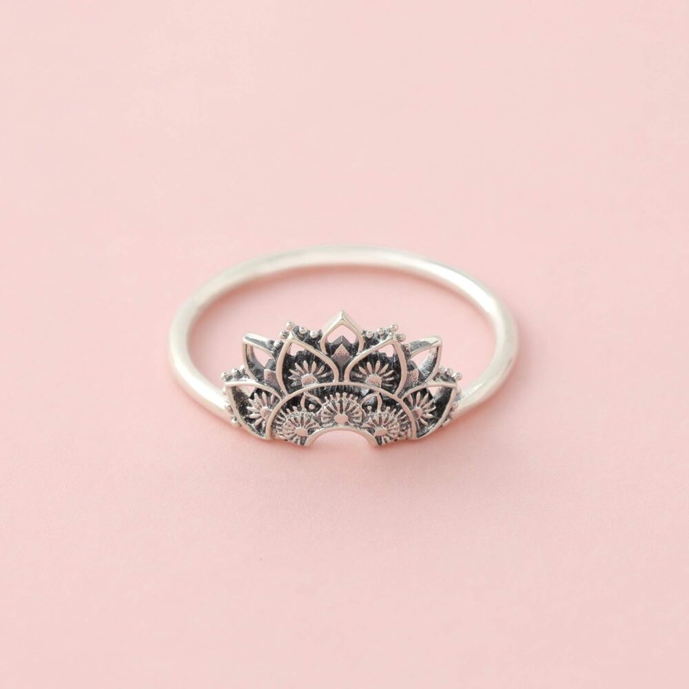 Boma Jewelry Sterling Silver Bali Style Boho Tribal Lotus Blossom Flower Ring - Image 4