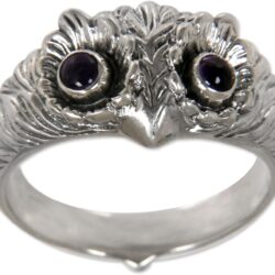 NOVICA Artisan Handmade Amethyst Ring Silver Bird Sterling Purple Band Indonesia Animal Themed Good Fortune Birthstone [crownbezel 0.4 in L x 0.7 in W x 0.2 in H Band Width 4 mm W] ' Owl Wisdom'