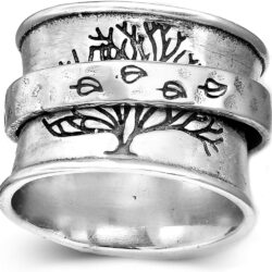 Boho-Magic 925 Sterling Silver Spinner Ring for Women Fidget Anxiety Relief Ring Band Tree of Life