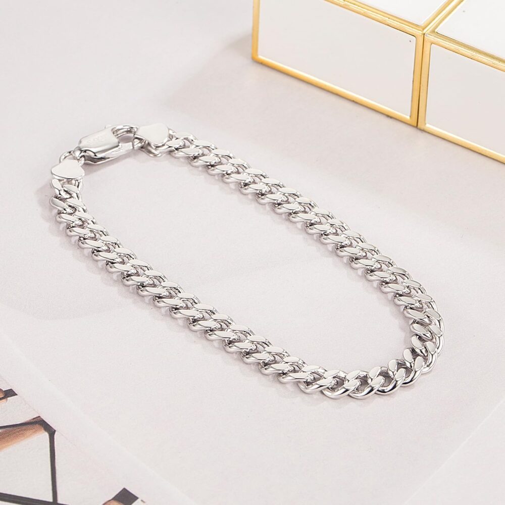 Italian Sterling Silver Cuban Link Chain Bracelet Men 3MM 4MM 5MM 6.3 "6.7" 7 "7.5" 8 "8.5" 9 "Solid 925 Silver Bangle For Woman Teen Boy Cuff Jewelry Gift - Image 9