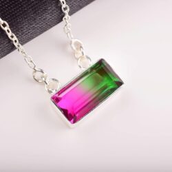 Designer Watermelon Tourmaline Quartz Pendant In Artisan Pendants, Jewelry, Designer Necklace, Handmade Pendant, Gift for Her - Image 5