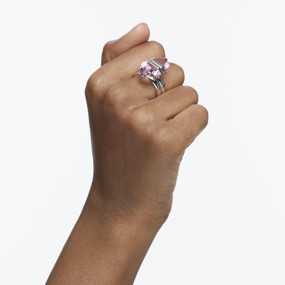 SWAROVSKI Lucent Crystal Ring Jewelry Collection, Rhodium Tone Finish, Pink Crystals - Image 5