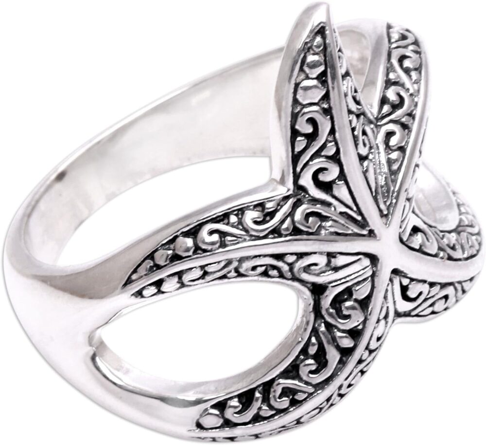 NOVICA Artisan Handmade .925 Sterling Silver Cocktail Ring Starfish from Bali Indonesia Animal Themed Sea Lifestarfish 'Bali Starfish' - Image 2