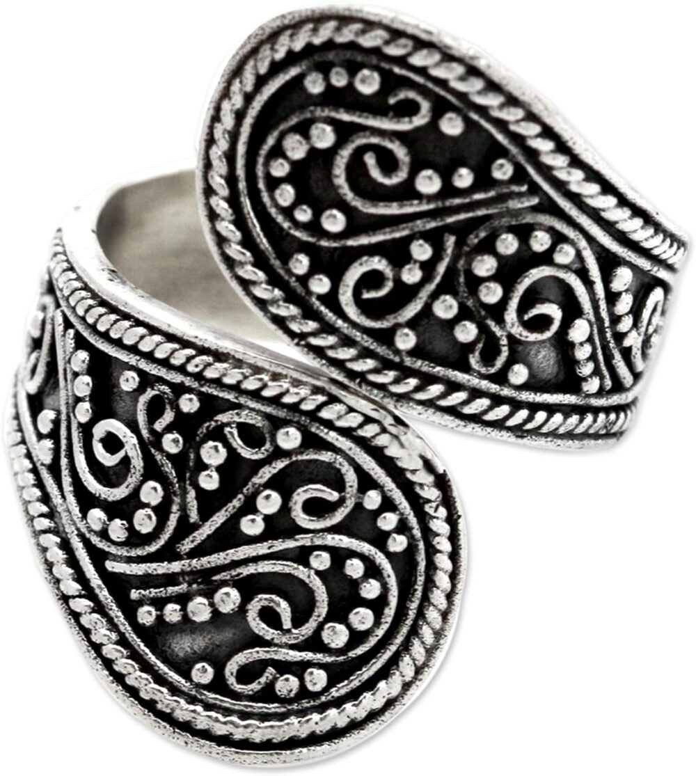 NOVICA Artisan Handmade .925 Sterling Silver Wrap Ring from Indonesia Bohemian Balinese Traditional 'Together'