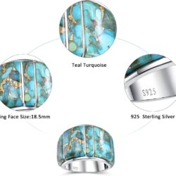 Wide Turquoise Ring for Women - 925 Sterling Silver Western Turquoise Statement Rings Multicolor Gemstones Wide Band Ring Valentines Gifts Size 6-10 - Image 6