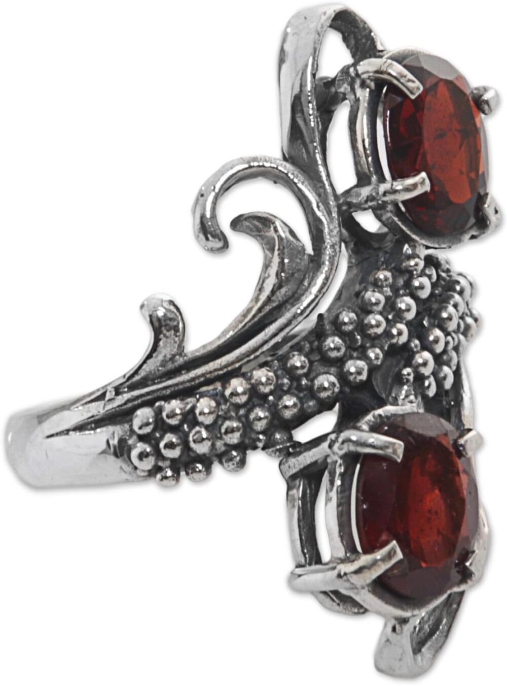 NOVICA Artisan Handmade Garnet Cocktail Ring from Indonesia .925 Sterling Silver Red Multi Stone Aurora Birthstone 'Magical Union in Red' - Image 4