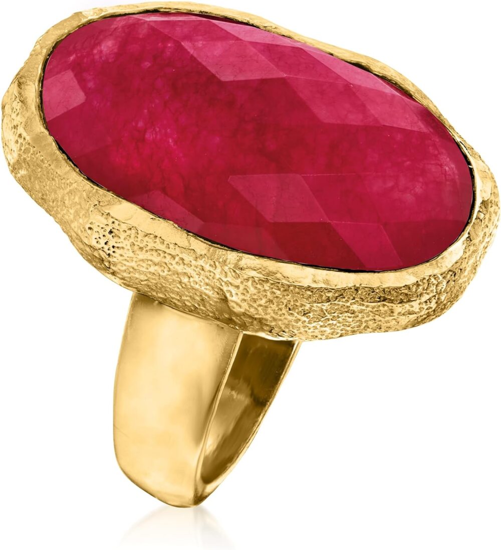 Ross-Simons 25.00 Carat Pink Quartz Ring in 18kt Gold Over Sterling - Image 3